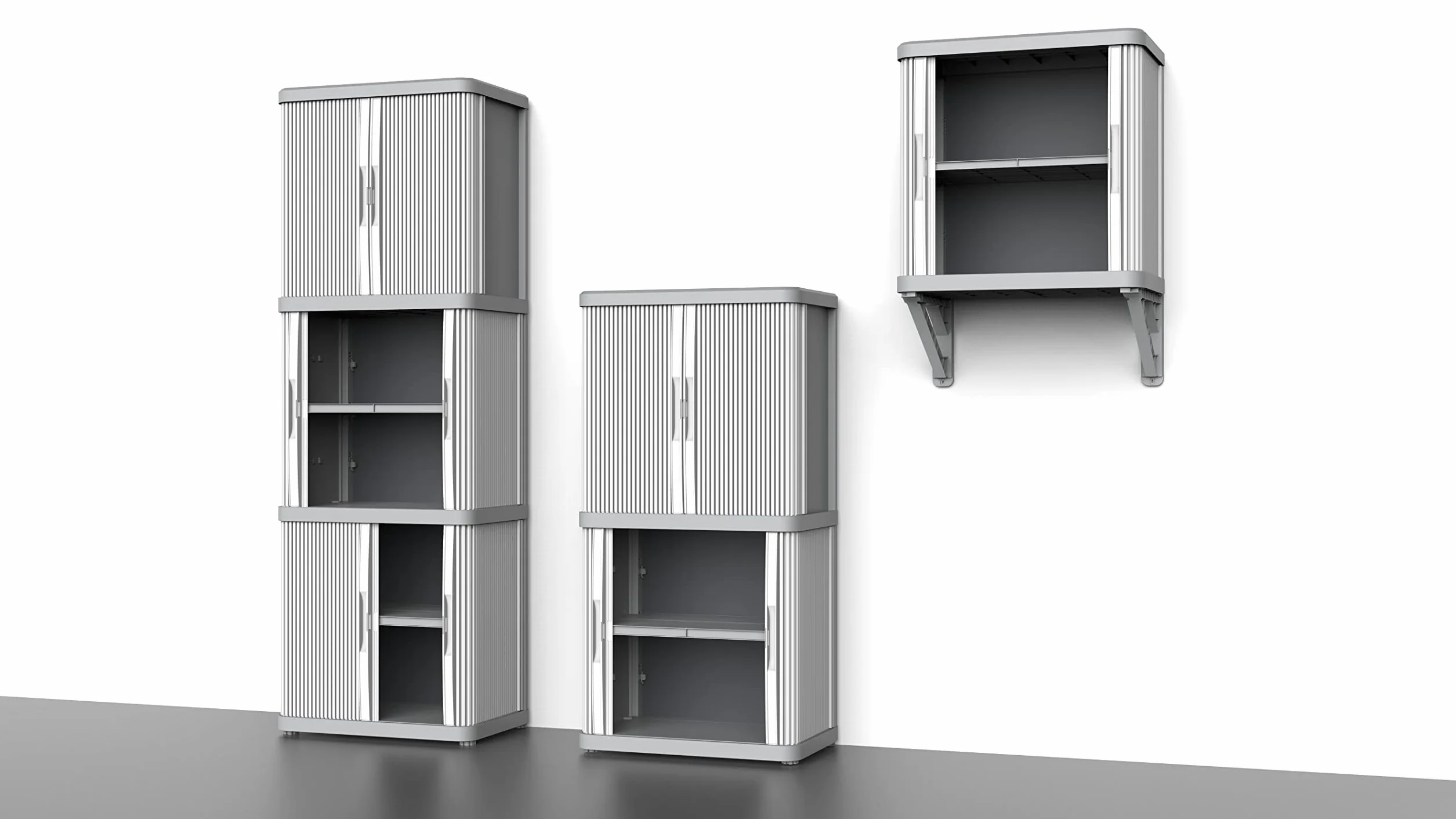 Terry - Rolling Space Cab 2, Armadio a 2 Vani con Due Antine Scorrevoli, 2 Ripiani Interni Modulabili, da Interno e Esterno, in Plastica, 59x36x115 cm