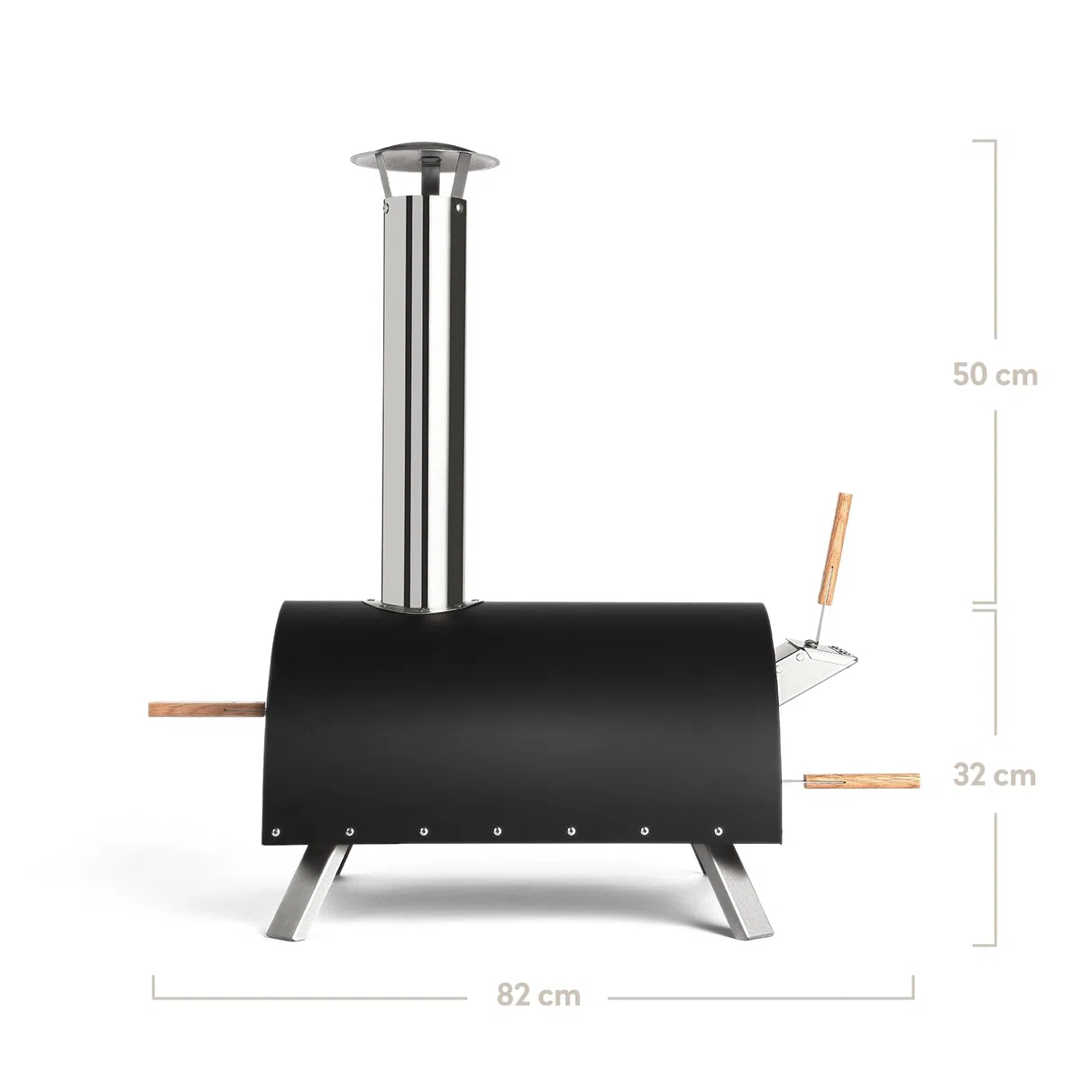 Forno per pizza BURNHARD oltre 500°C, pietra in cordierite, acciaio inox, mobile, nero