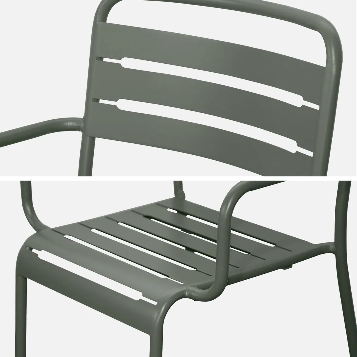 sweeek Set 2 sedie da Giardino bistrot in Acciaio Verde Kaki 50.4x53x79.5 cm