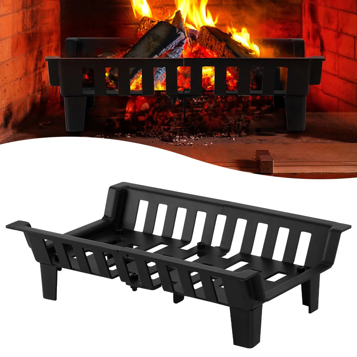 Griglia per caminetto 45,5 x 30,5 x 13 cm mensola in legno supporto per legna da ardere