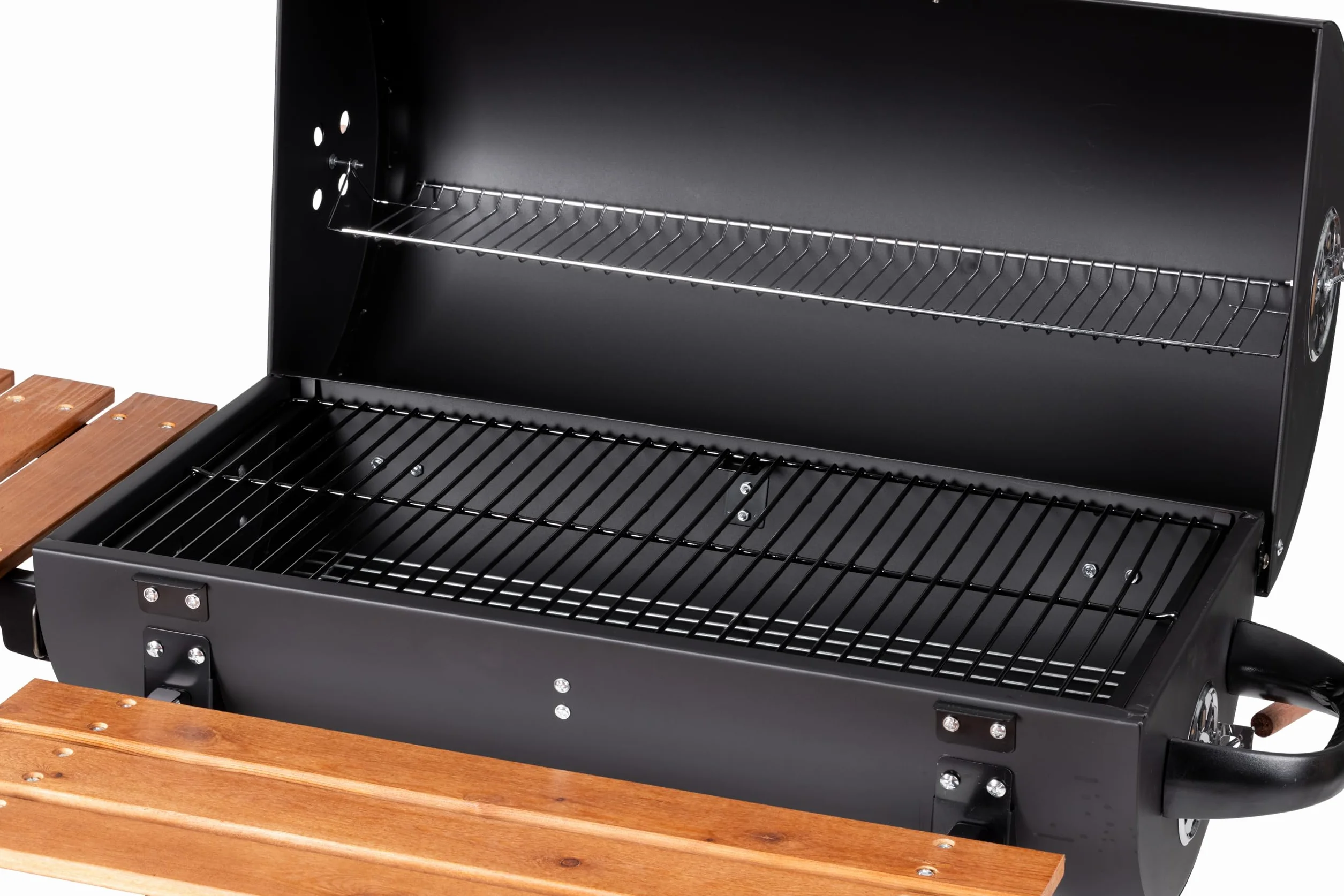 Tarrington House Barbecue a Carbone Louisiana, Acciaio/Legno, Raccoglicenere, Sistema di Ventilazione, Tavolini Laterali, Nero