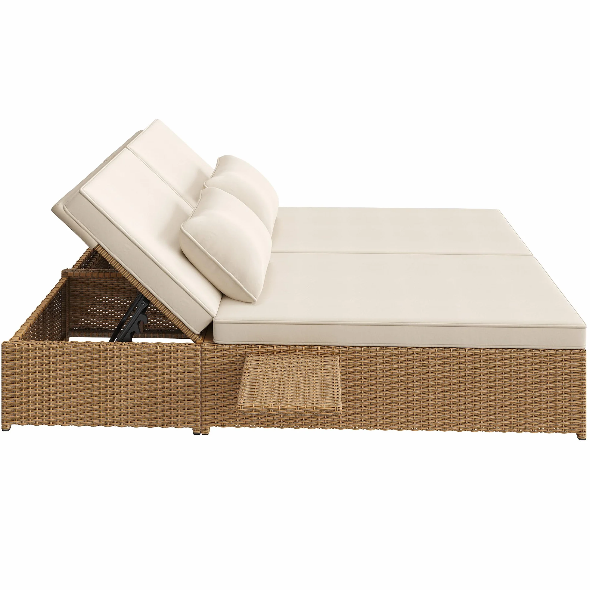 Sdraio da giardino per esterni, letto matrimoniale, in rattan, che può essere utilizzato come mobili da giardino all'aperto, adatto per lounge, balconi e giardini, resistente alle intemperie