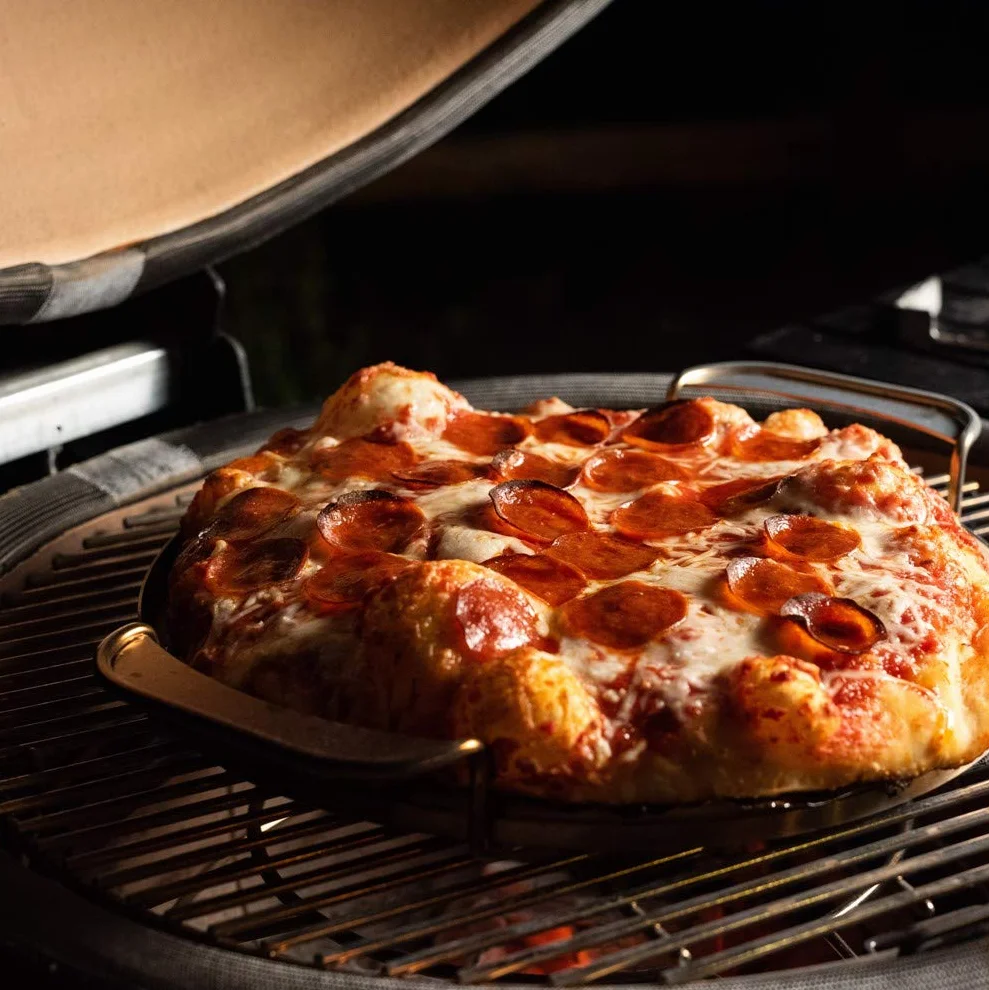 Pietra per Pizza Onlyfire φ33,52cm con Staffa Maniglia per Forno Pizza Grill Gas Griglia Carbone Kamado
