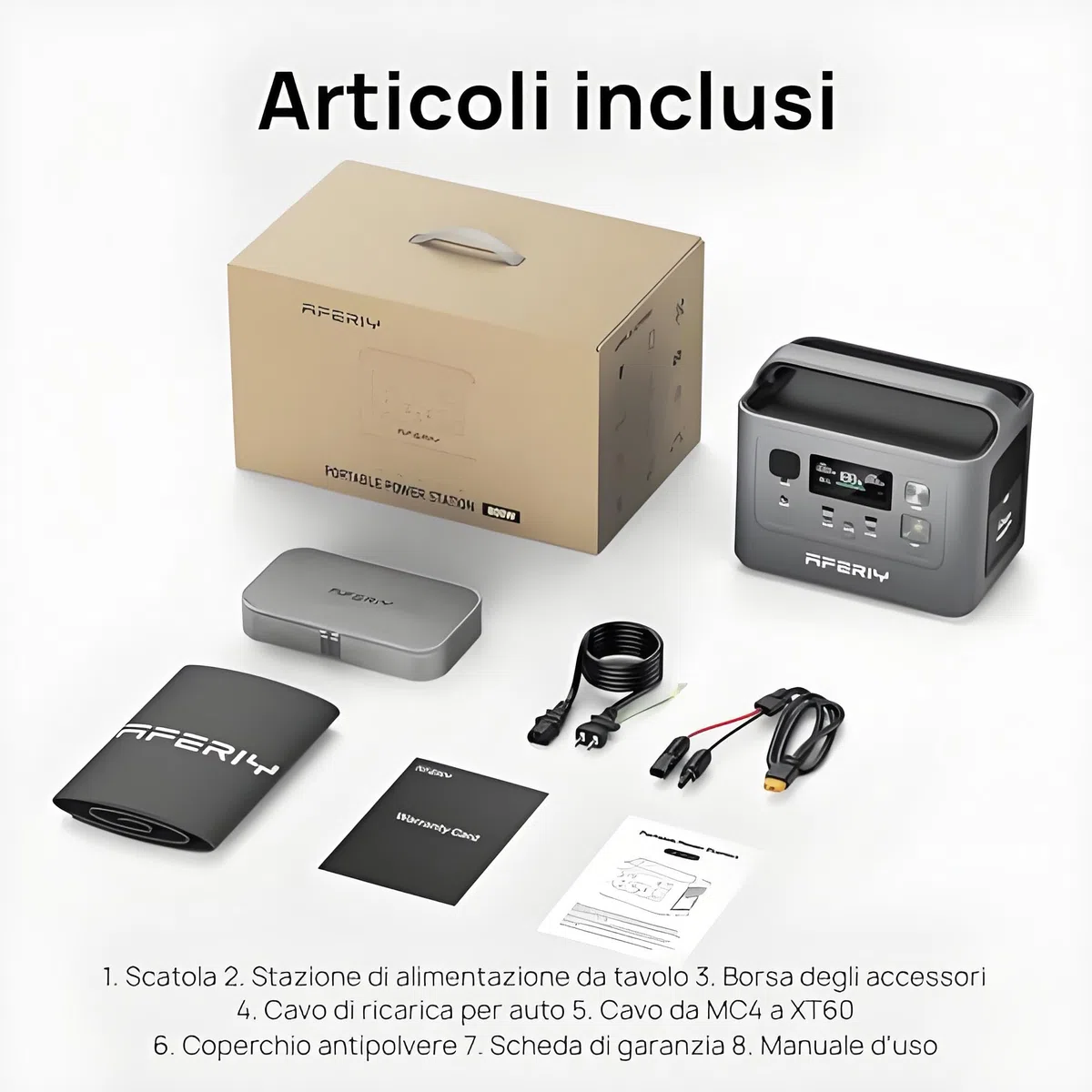 AFERIY Centrale Elettrica Portatile 800W, Batteria Riserva LiFePO4 Da 512Wh, Ricarica Rapida In 1 Ora, Presa Ue 220-240V, UPS, Generatore Elettrico Solare Per Campeggio/Casa/Ufficio, Garanzia 7 Anni