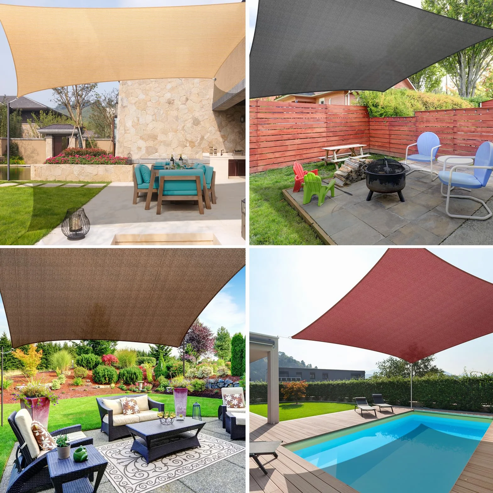 Duerer Tenda a Vela Rettangolare Ombreggiante 3x4m Protezione UV 95% 185GSM Sabbia