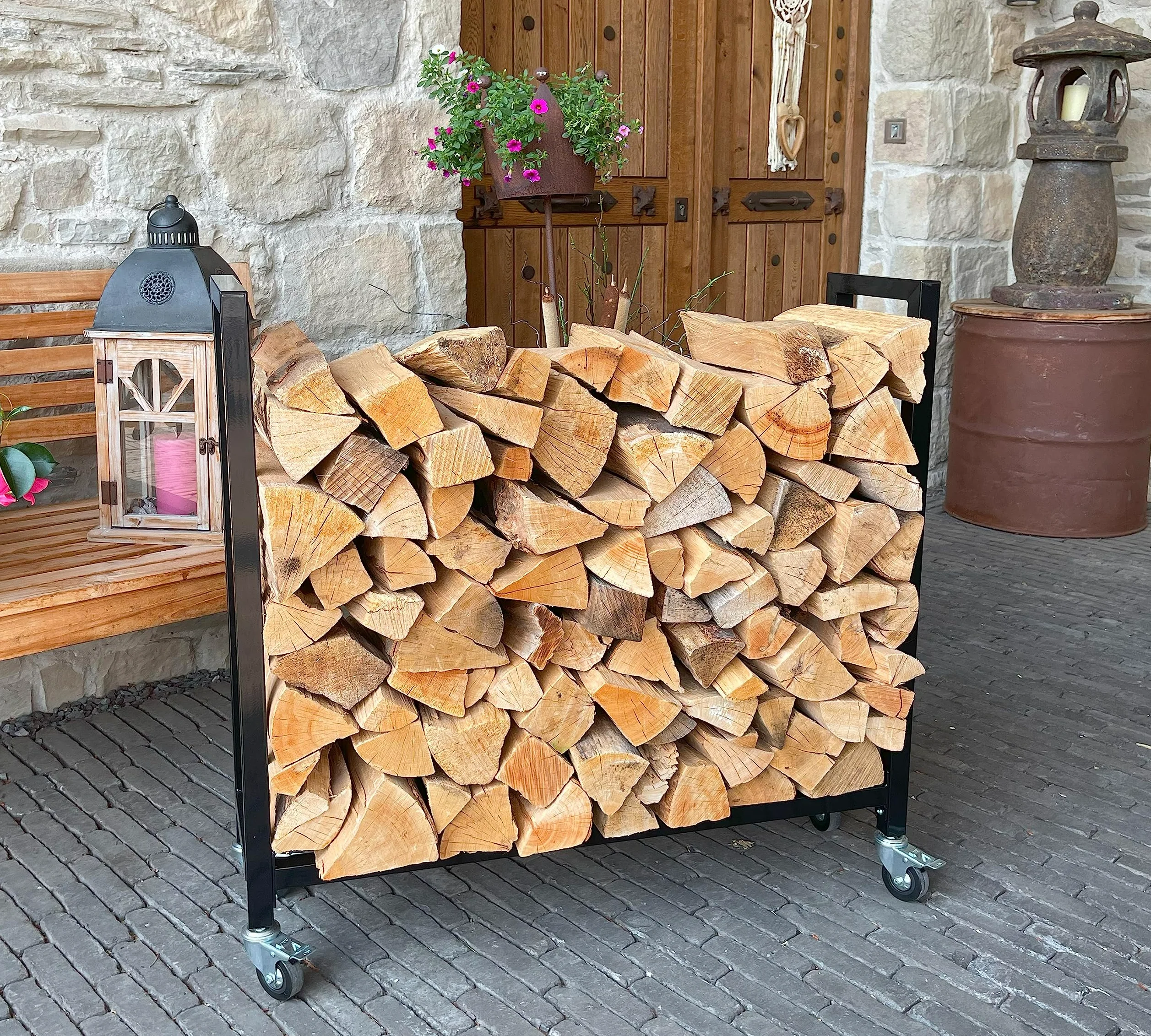 Regał na drewno QUICK STAR 90x25x90 cm z kołami