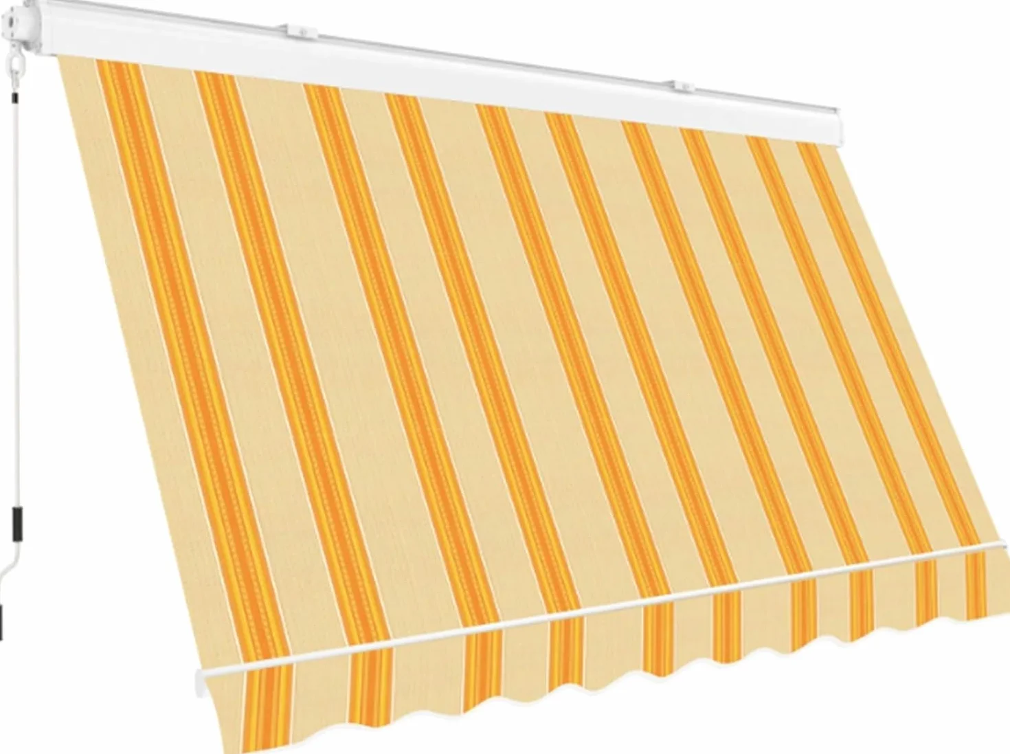 Tenda da sole Cassonata a Caduta in Alluminio Balcone Finestra Soffitto Parete Bracci Telo Poliestere 280gr/MQ Impermeabile GIALLO BEIGE L200xP250CM