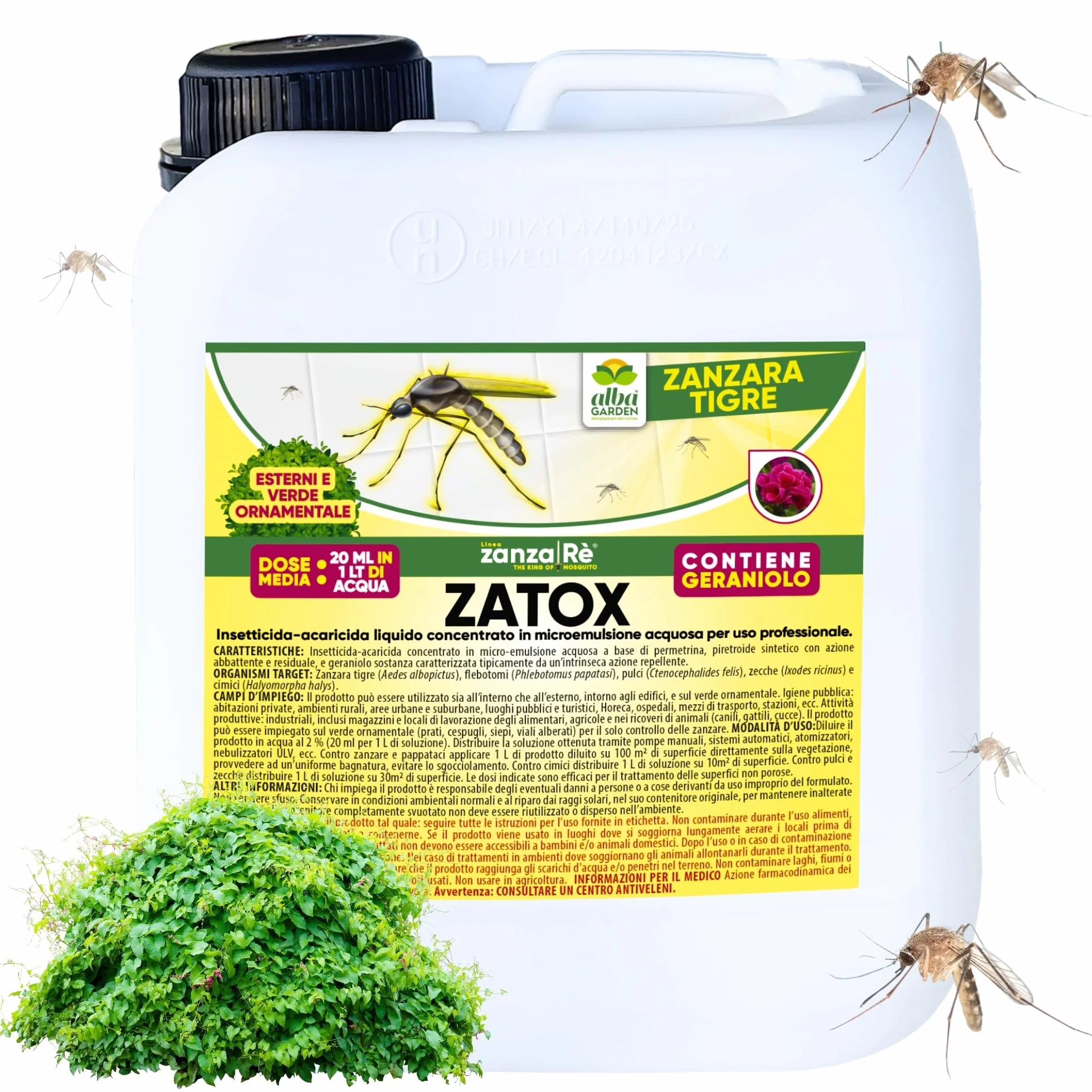 Albagarden Insetticida Zanzare Giardino Concentrato 2 Litri Contro Zanzare Mosche Cimici Insetti - Permetrina e Geraniolo