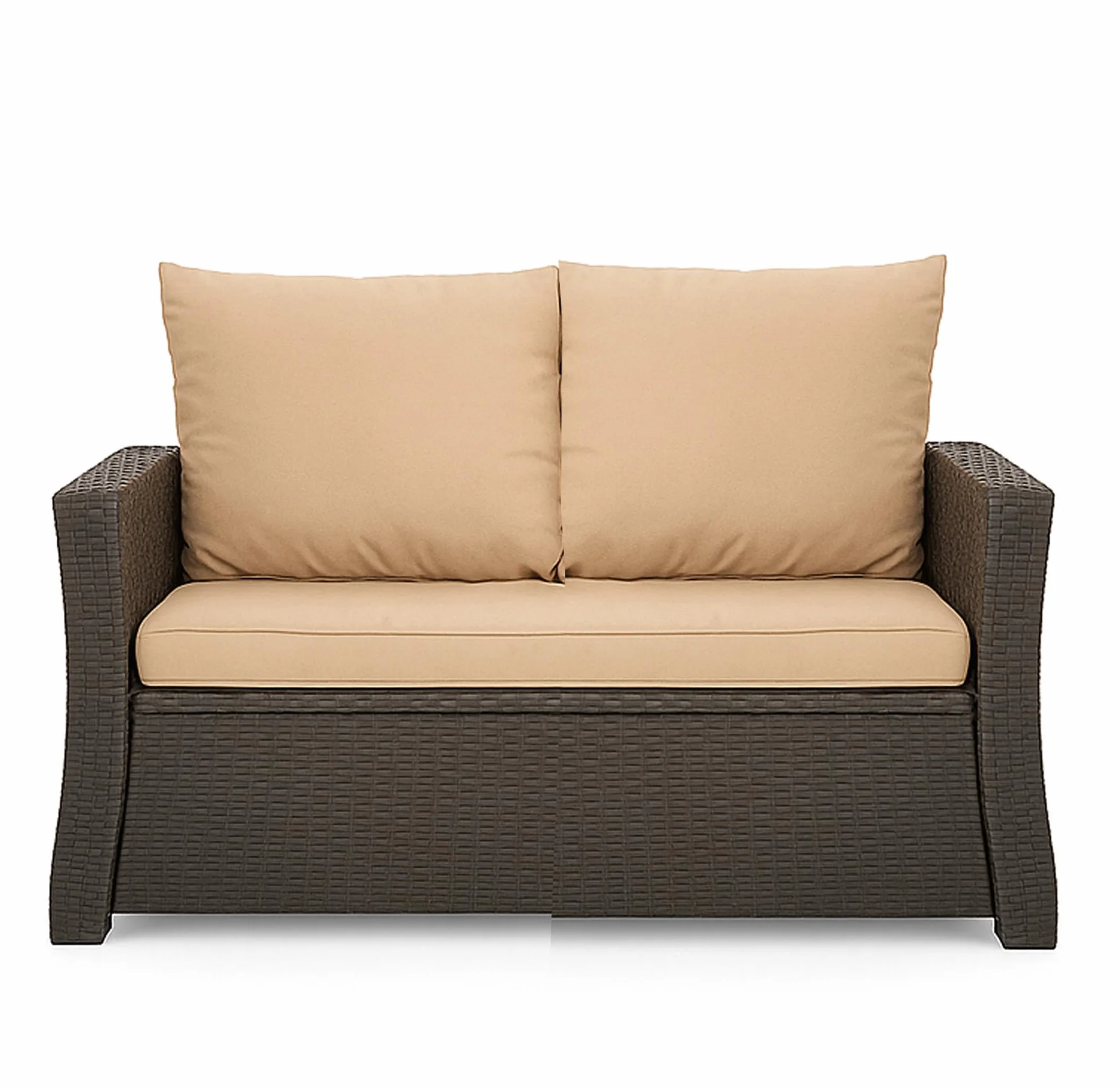 Cuscino per panchina da esterno per panca da giardino con imbottitura in polirattan - Cuscino per panca per dondolo in rattan (Beige, 110x60x50cm)
