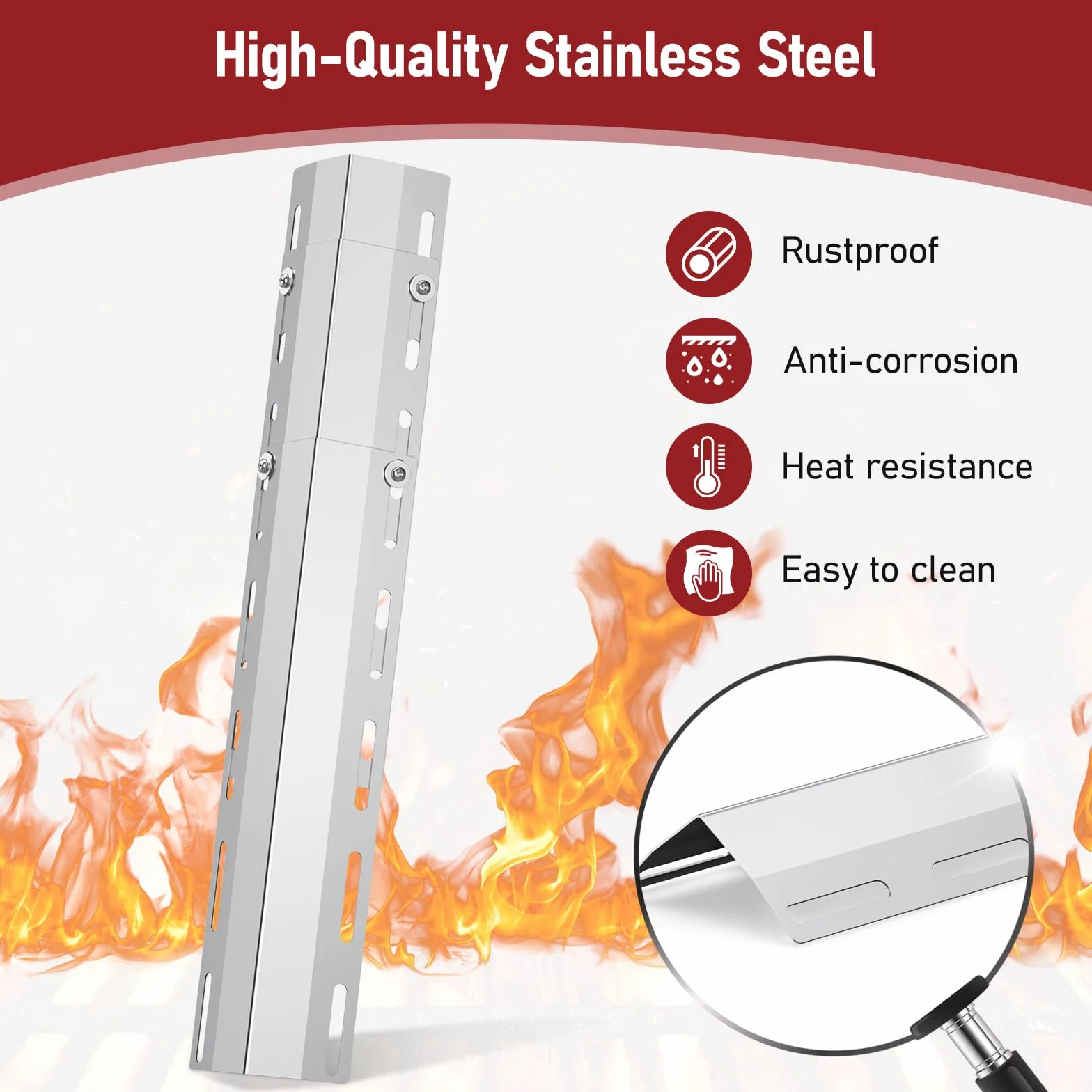 Tubo Bruciatore Regolabile da 30,8 cm a 44,9 cm con Diffusore di Calore Universale da 30 a 72 cm per Charbroil, Compatibile con la Maggior parte dei modelli di Griglie a Gas (45629 con 42202 3 Pezzi)