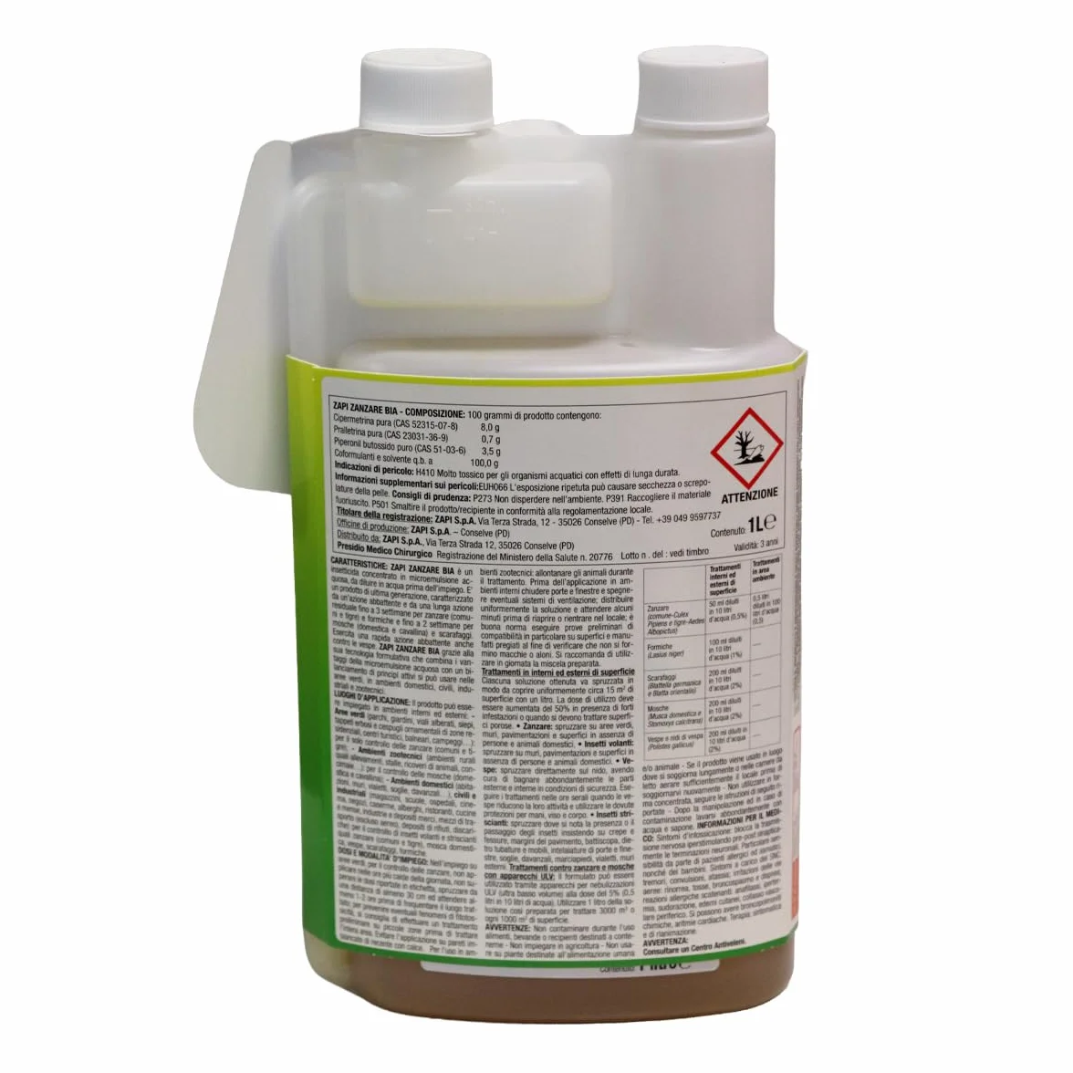 Zapi Garden Bia Verde Insetticida per Zanzare Concentrato 1 Litro
