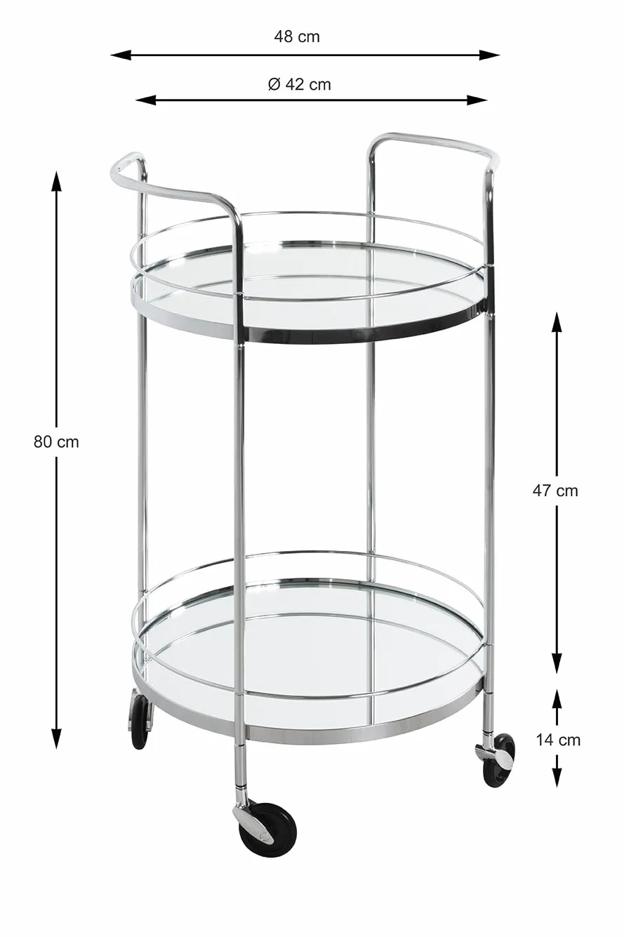 HAKU Carrello di servizio cromo metallo specchio Art Deco 80x48 cm