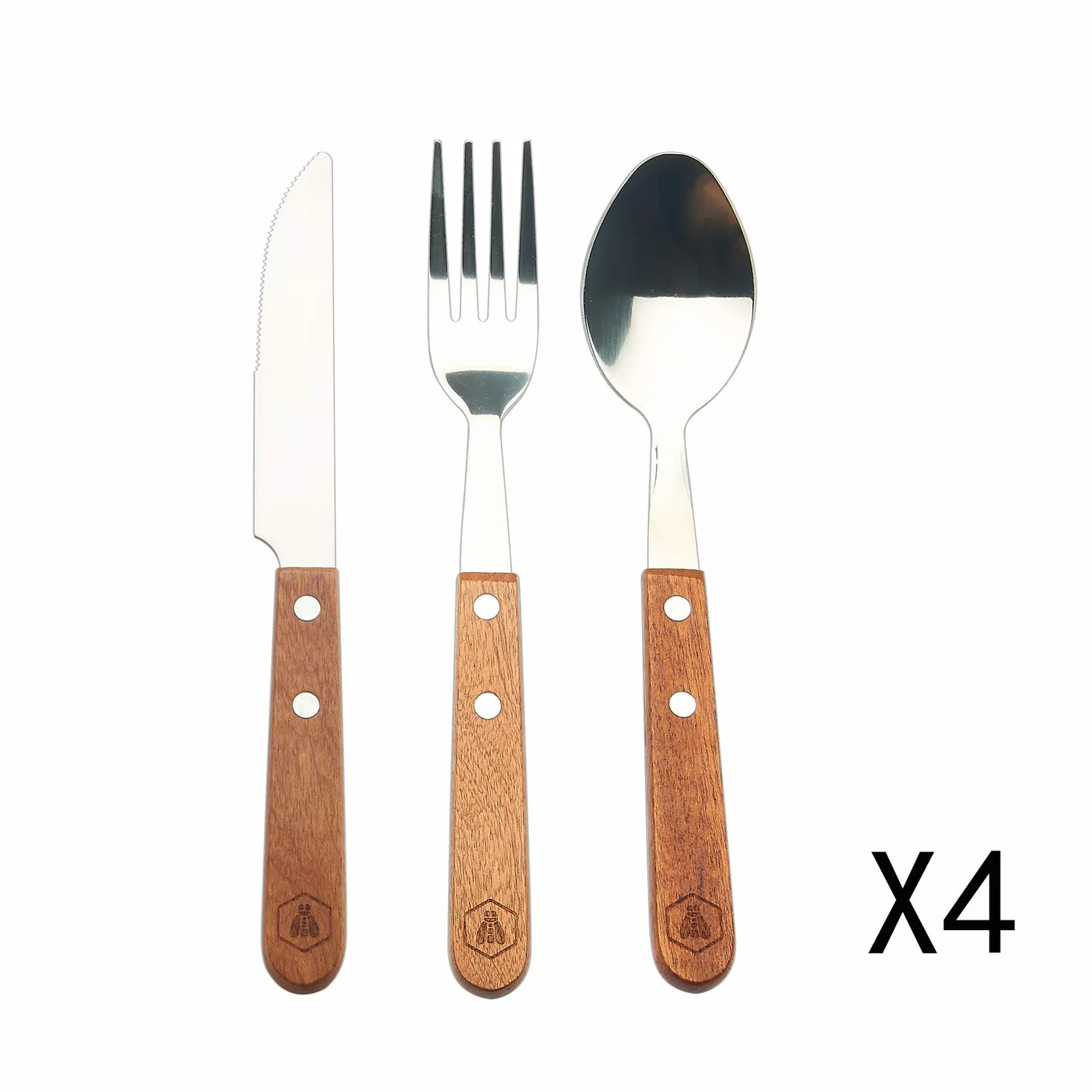 LAGUIOLE Set Completo da Picnic 18 Pezzi Coltelli Forchette Cavatappi Maniglie in Legno di Pino