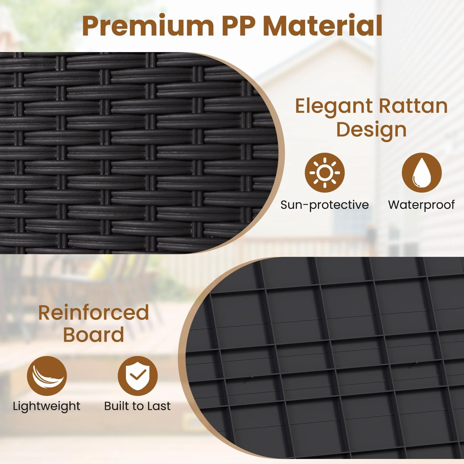 GIANTEX Contenitore da 96L, Scatola da Terrazza in PP Impermeabile per Uso Interno ed Esterno, Contenitore con Design in Rattan Chiudibile a Chiave per Consegna Pacchi (Marrone)
