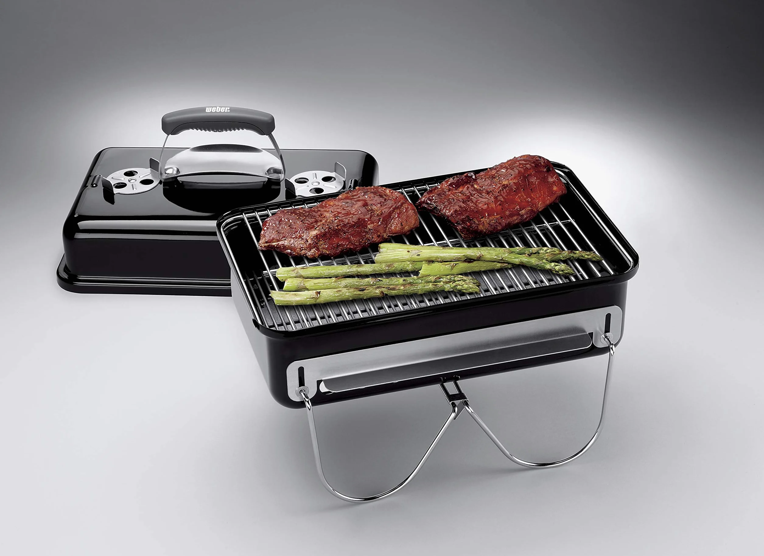 Weber Barbecue a carbone Go-Anywhere griglia portatile con gambe pieghevoli, 42x26 cm, nero