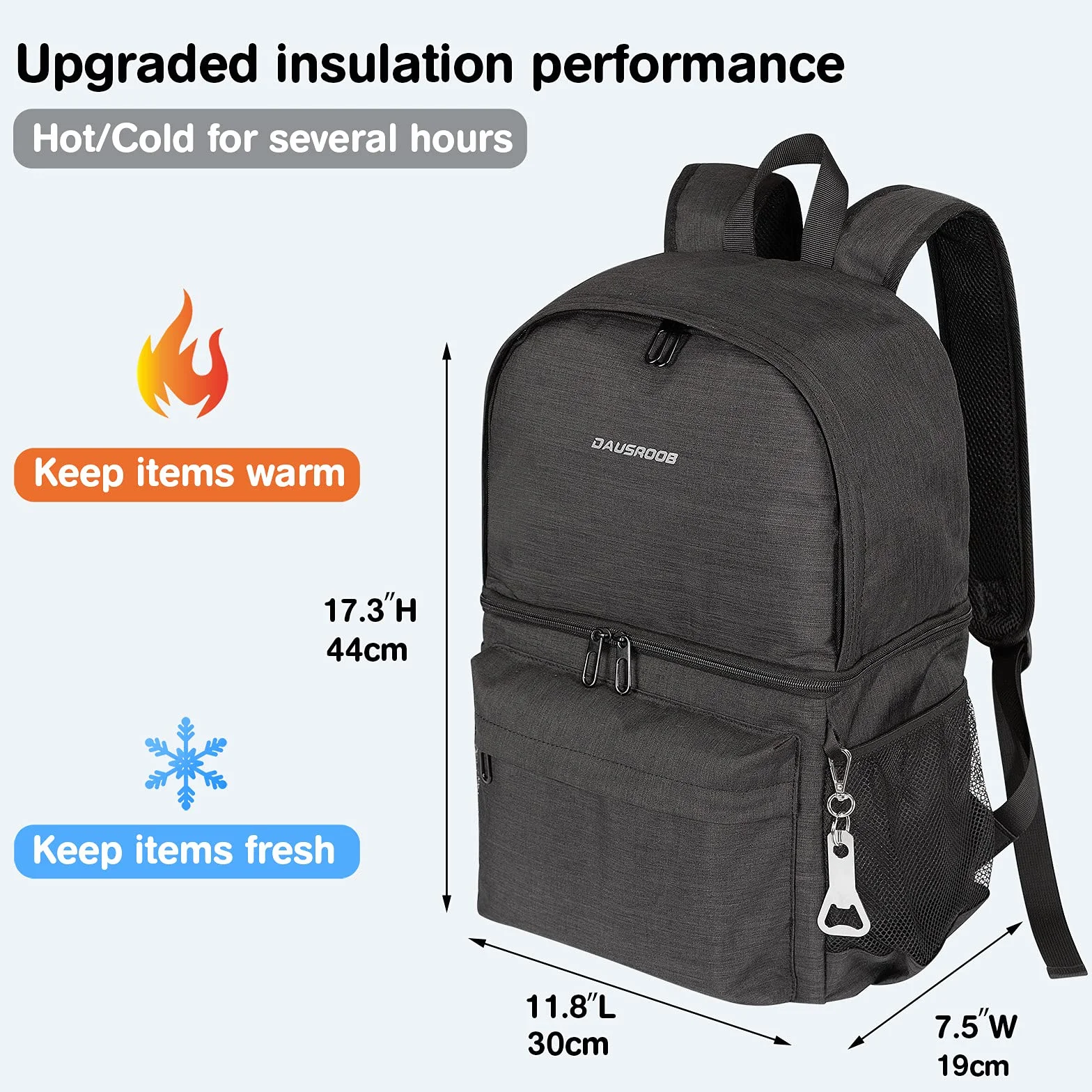 Zaino termico 27 l 2 in 1 grande borsa termica a prova di perdite con scomparto termico per picnic spiaggia escursioni lavoro gite in famiglia 24 lattine