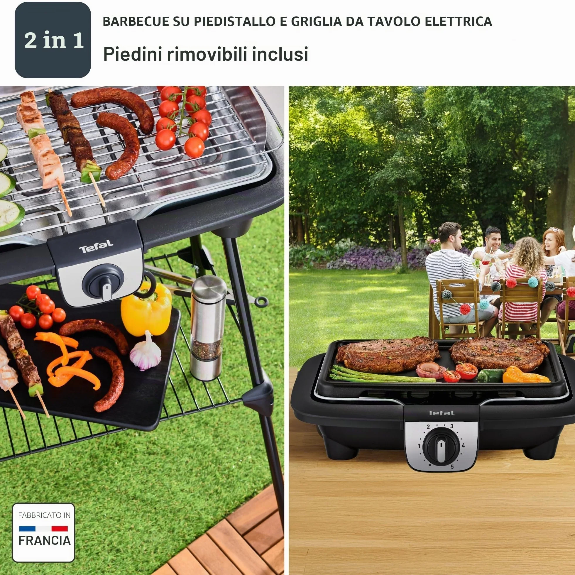 Tefal EasyGrill XXL Barbecue Elettrico 2500W Termostato Regolabile Antivento
