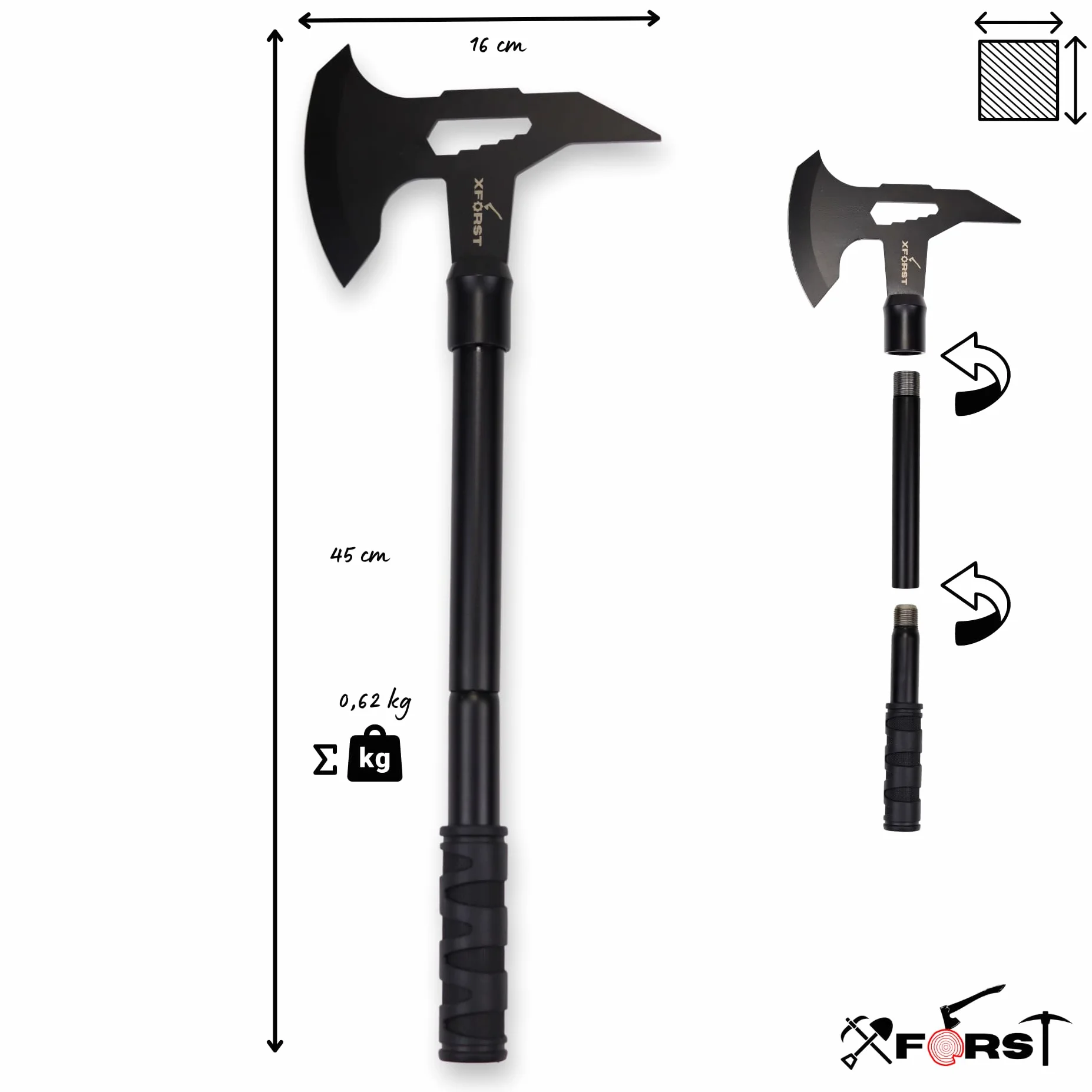 Xforst Ascia Accetta X-TM2 Coltello X-Mrec da giardino outdoor Lama Fissa Impugnatura Antiscivolo Gomma